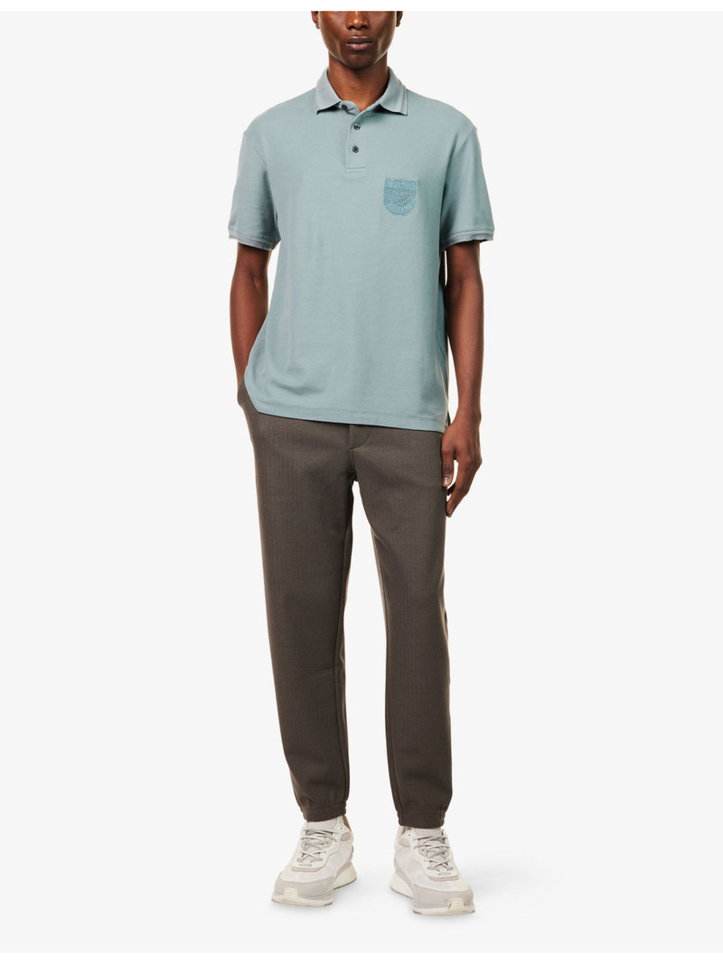 EMPORIO ARMANI College Logo-Embroidered Cotton Polo Shirt outlook