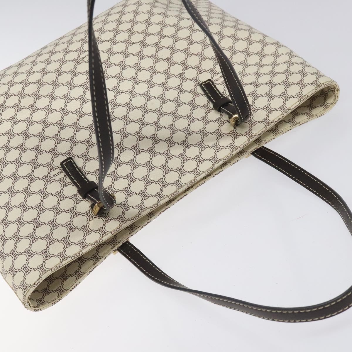 CELINE Macadam Canvas Tote Bag Pvc Leather Gold White - 6