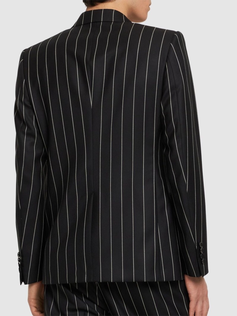 Pinstriped double breasted wool jacket - 3