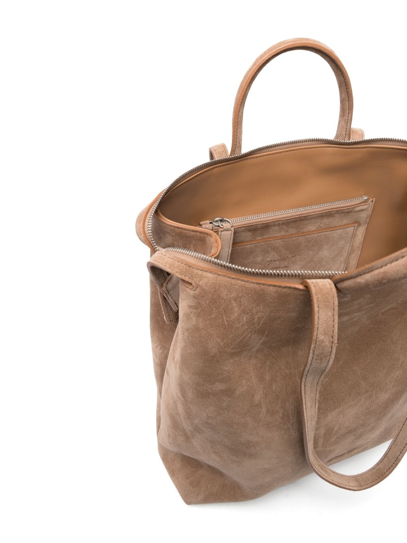 debossed-logo suede tote bag 5