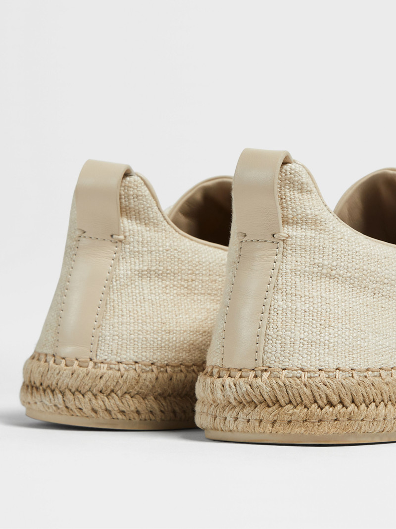 ZEGNA OFF WHITE LINEN AND LEATHER TRIPLE STITCH™ ESPADRILLES outlook