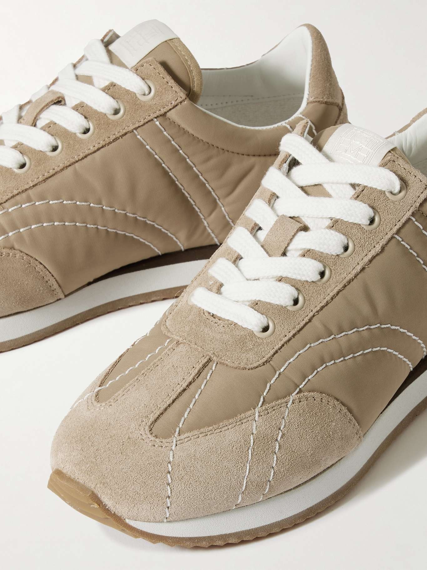 Totême The Sport suede and twill sneakers Beige | netaporter