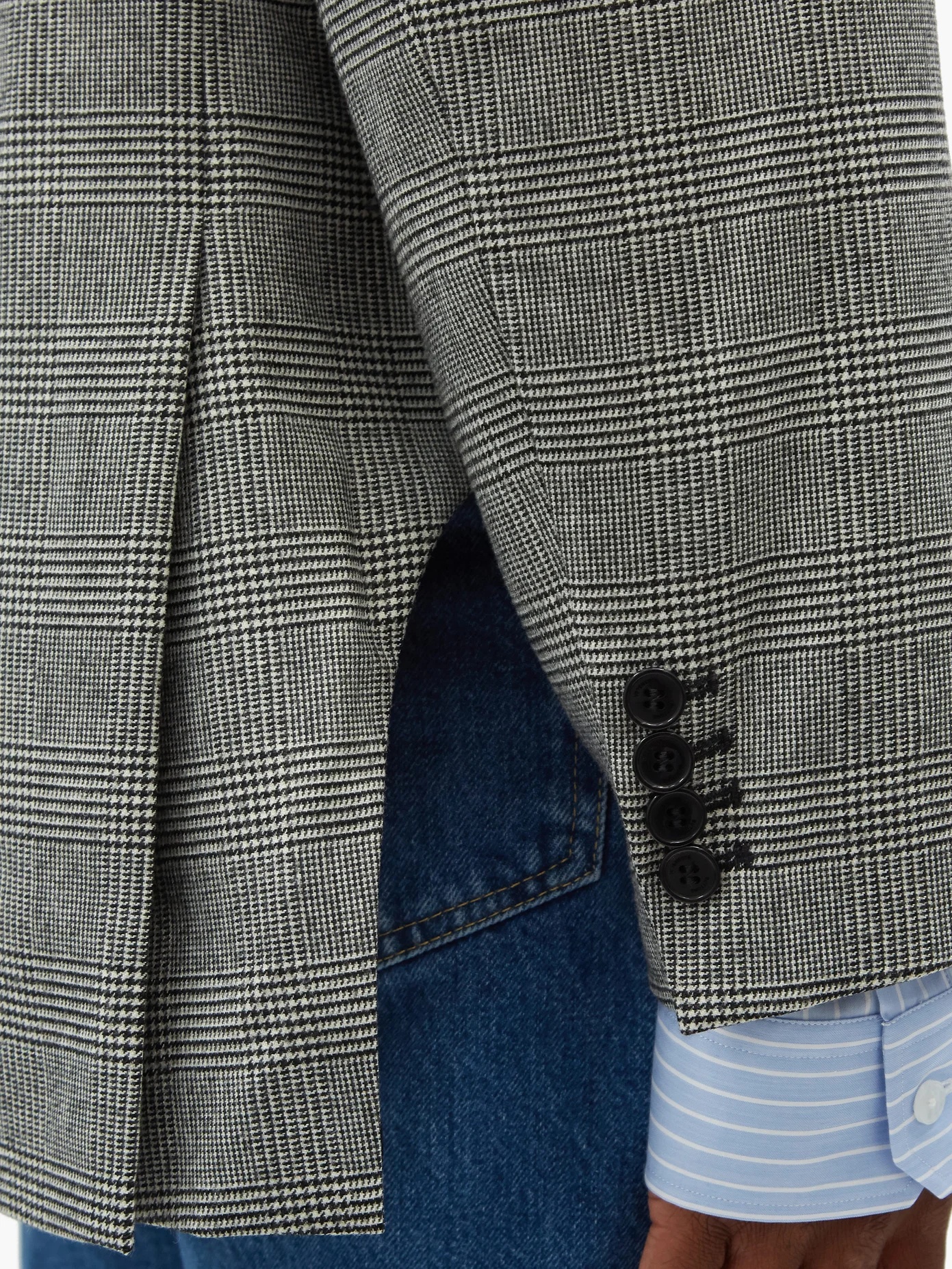 Single-breasted checked wool-blend tweed jacket - 4