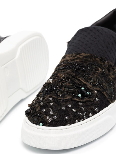 By Walid patterned beaded embroidered sneakers outlook