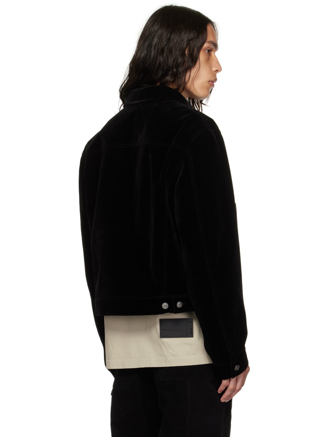 Black Spread Collar Jacket - 3