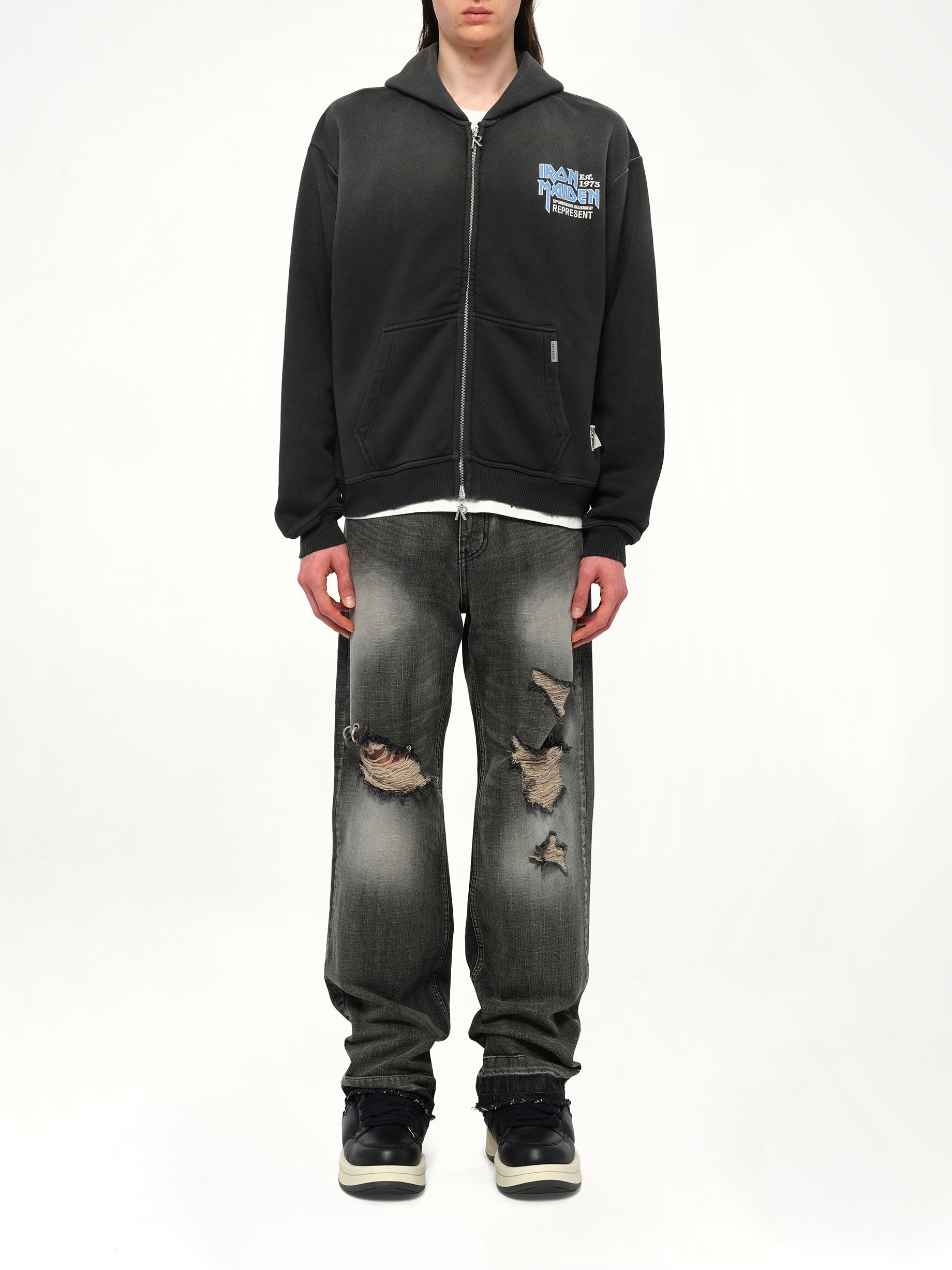 Iron Maiden Anniversary Hoodie in Stained Black - 7