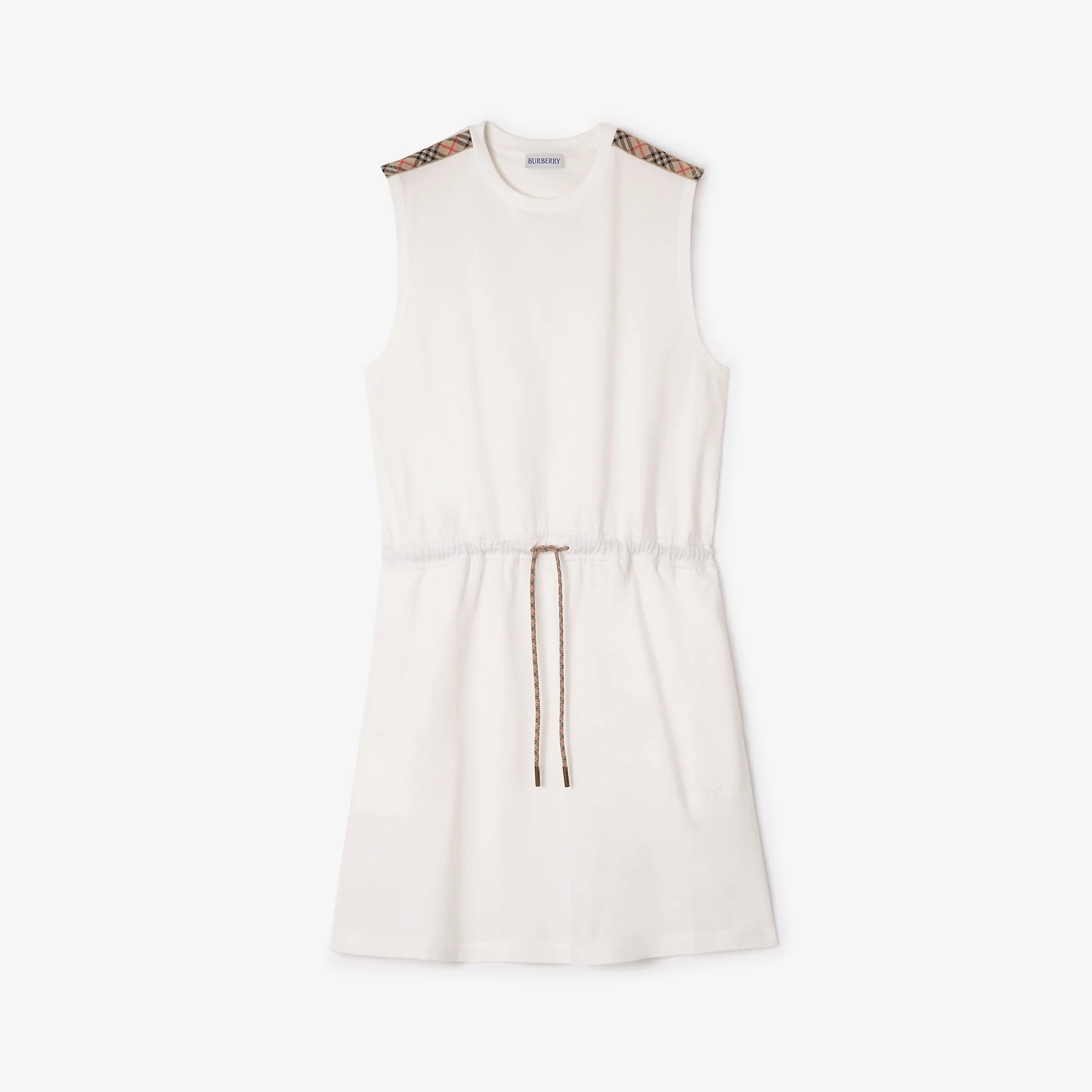 Check Trim Cotton Jersey Dress - 1