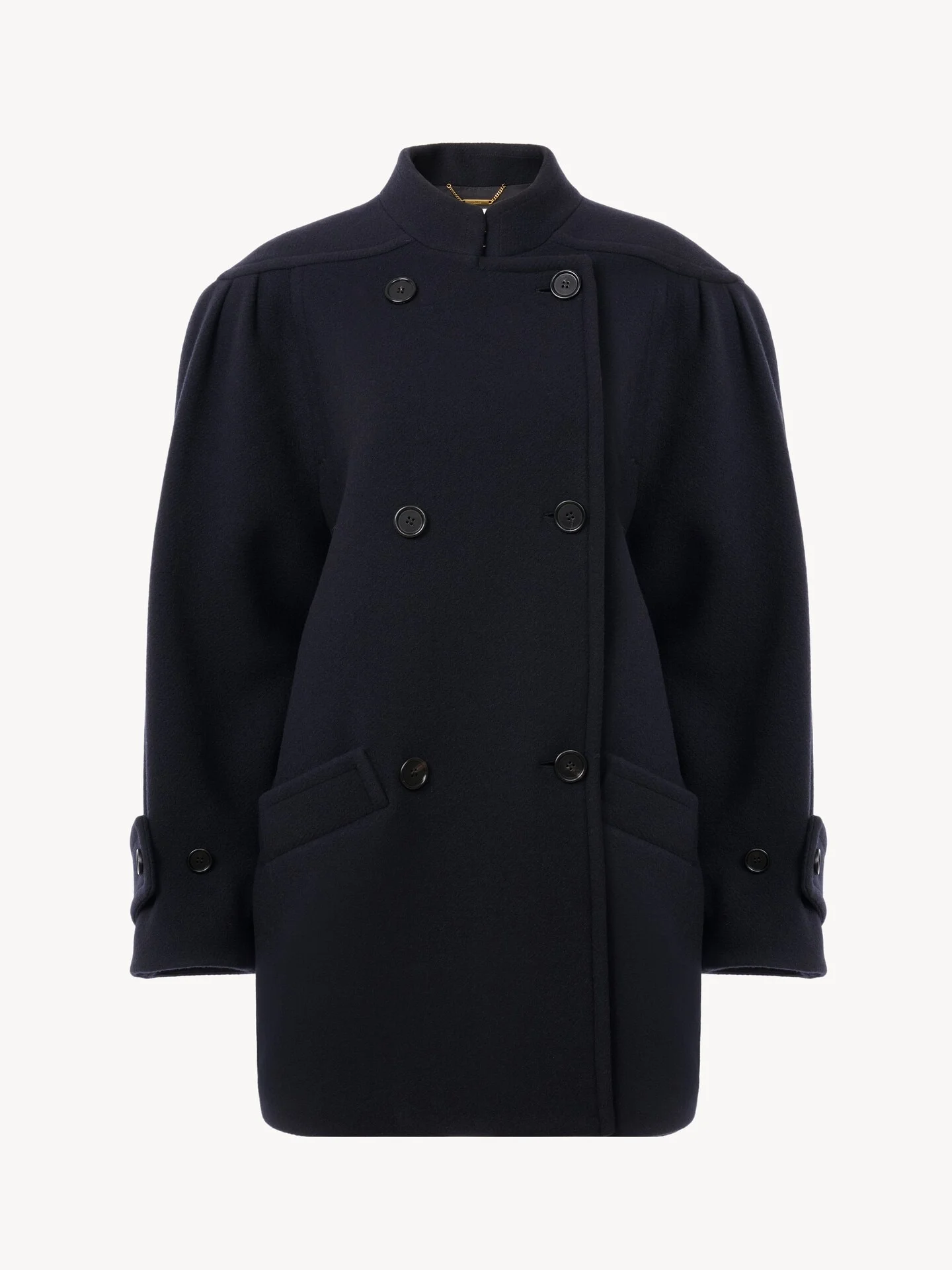HIGH-NECK DOUBLE-BREASTED COAT IN WOOL - 1