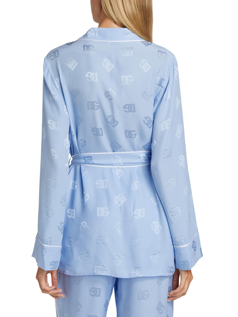 Women's Silk Satin Jacquard DG Logo Pajama Shirt - Very Light Lilac 4