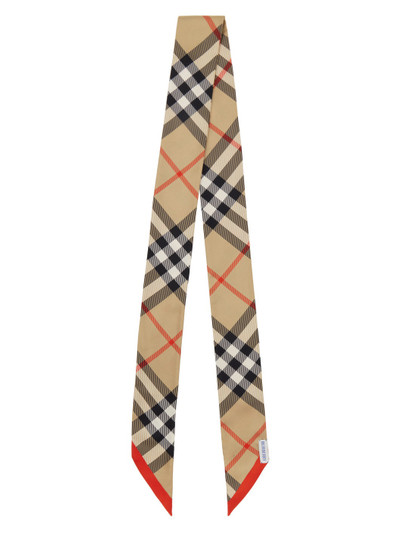 Burberry Multicolor Skinny Check Silk Scarf outlook
