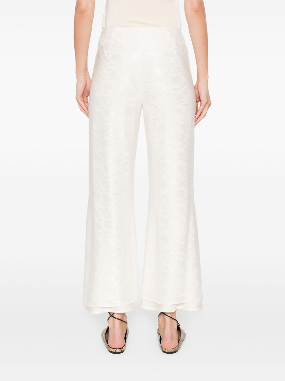 flower-jacquard trousers - 4