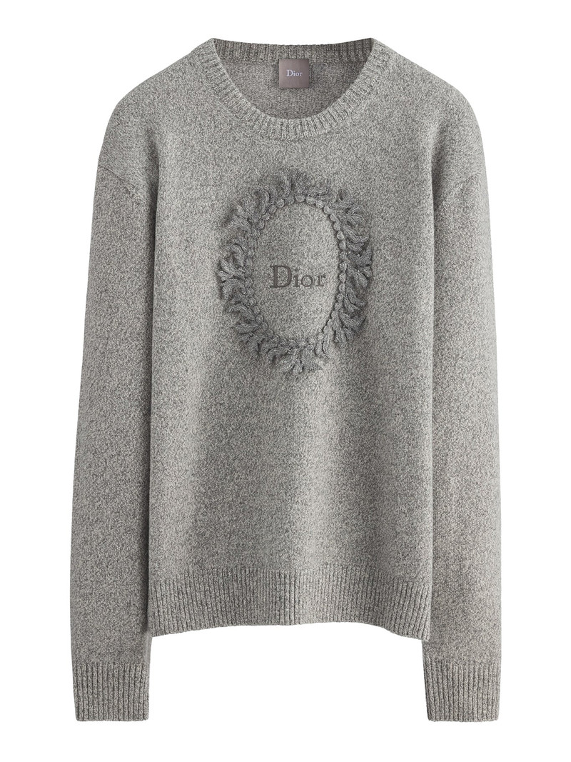 DIOR MÉDAILLON KNIT SWEATER IN GRAY WOOL AND ALPACA 1