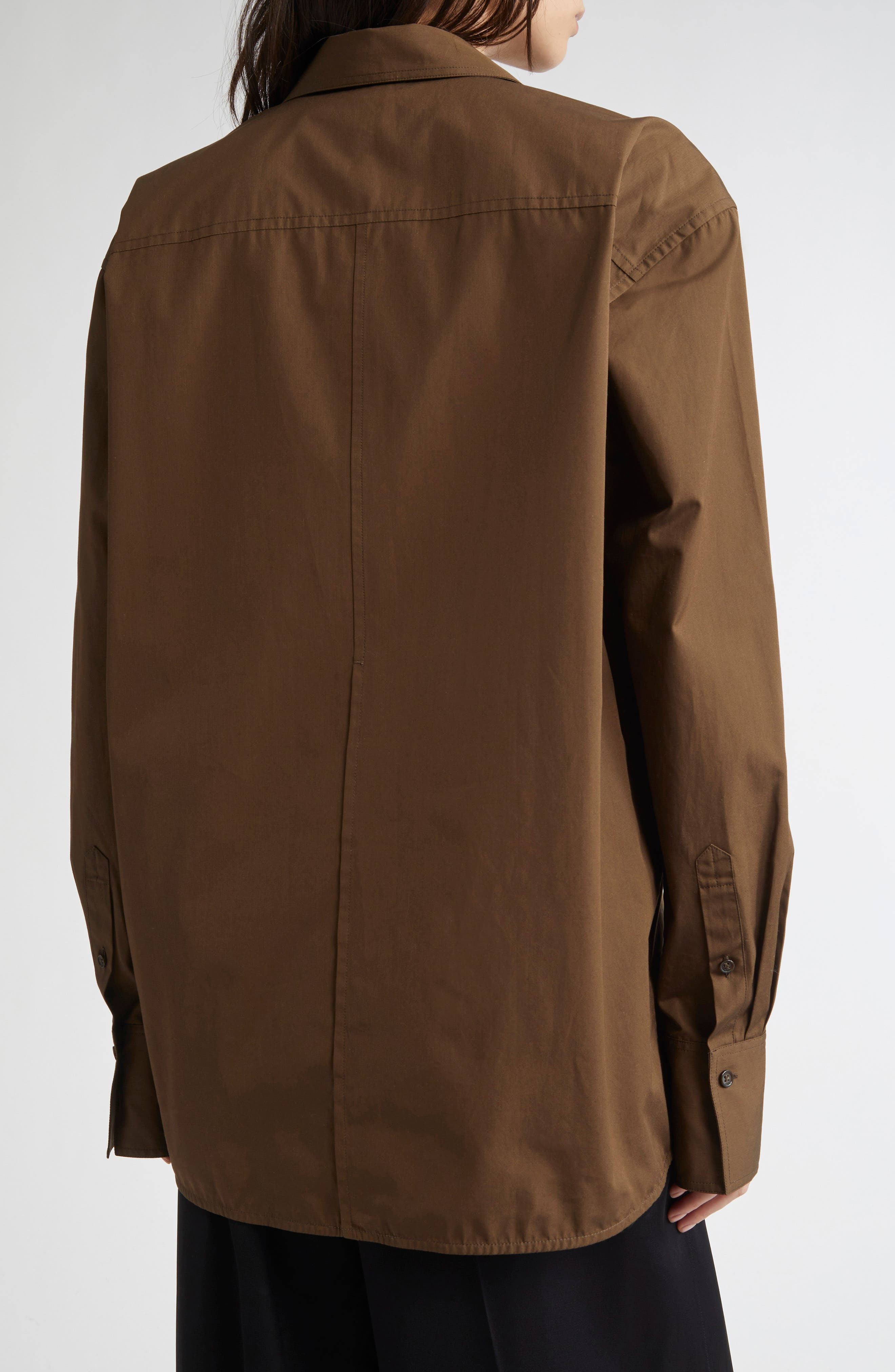 TOTEME Classic Cotton Button-Up Shirt in Pepper at Nordstrom - 3