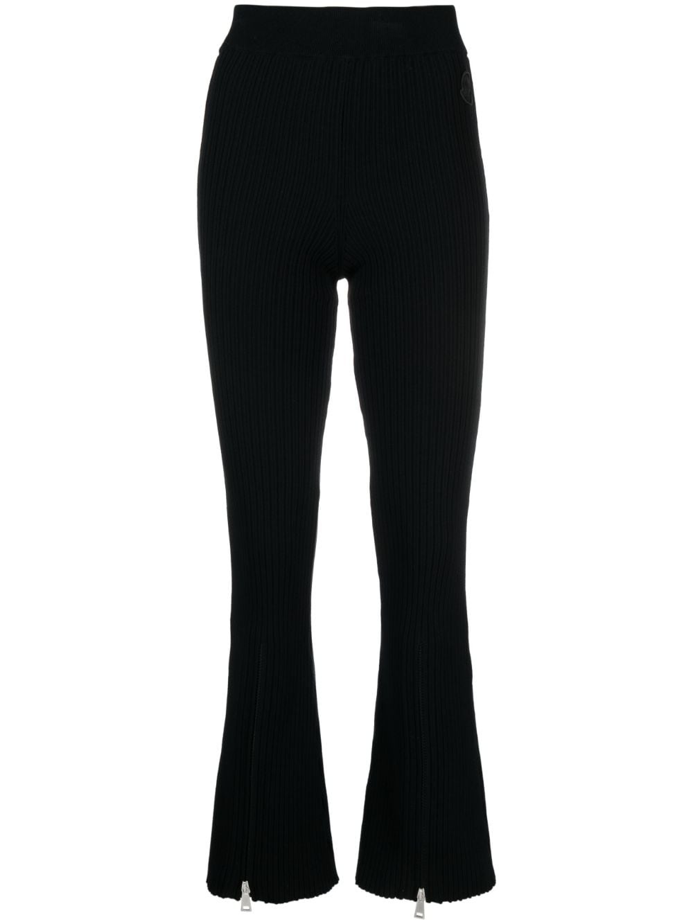 ribbed-knit flared trousers - 1