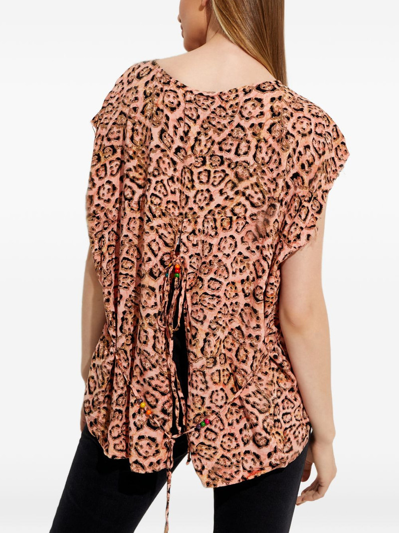 animal-print tie-fastening T-shirt 4