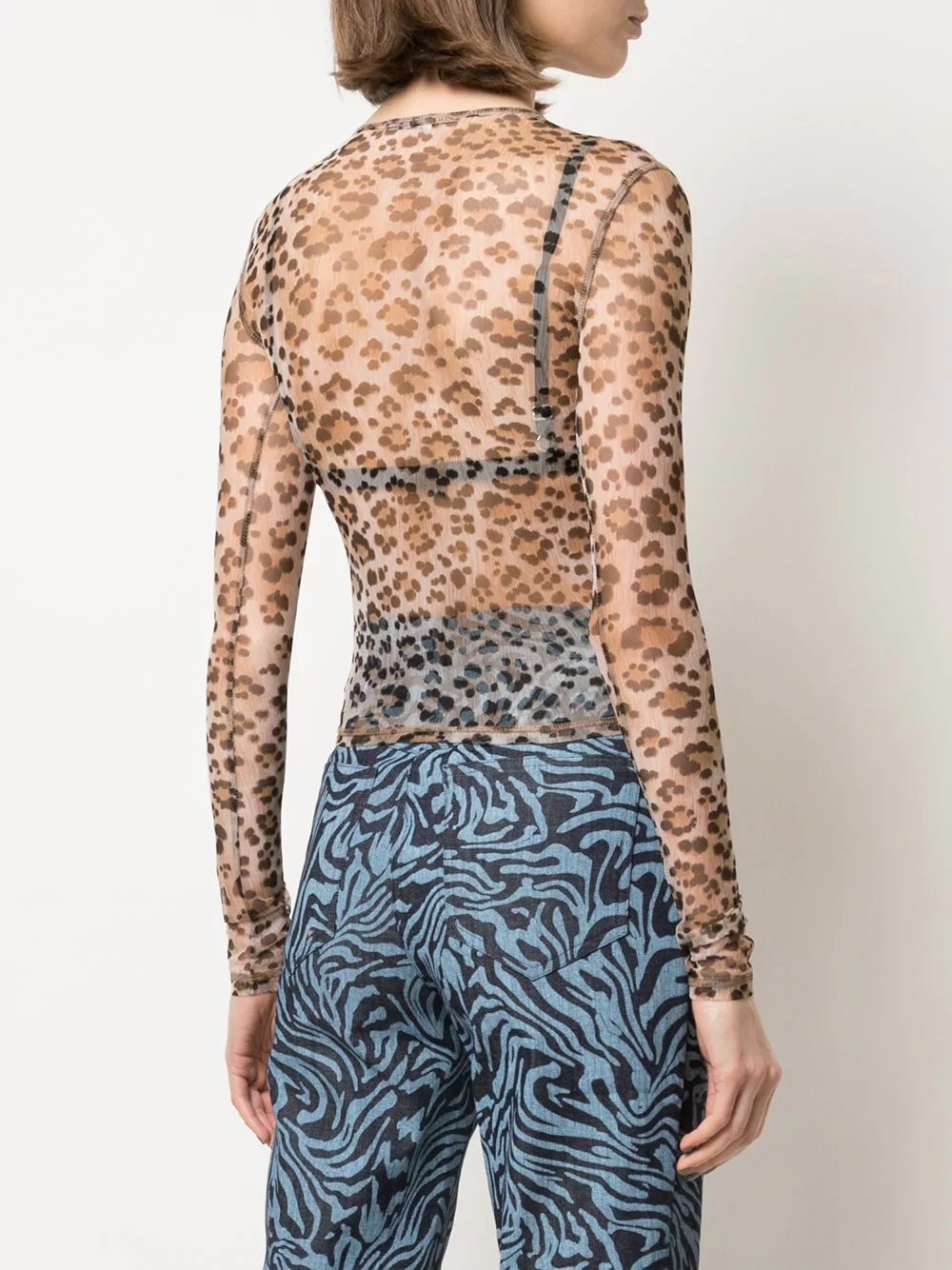 sheer leopard print top - 4