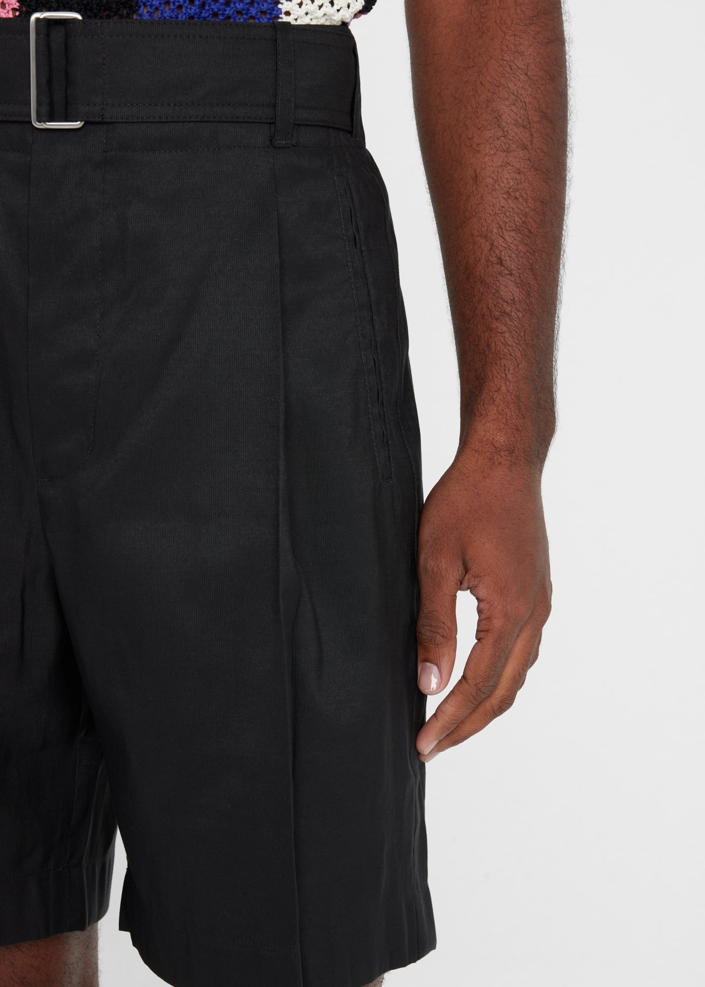 Men's Pleated Self-Belt Tailored Shorts - 5