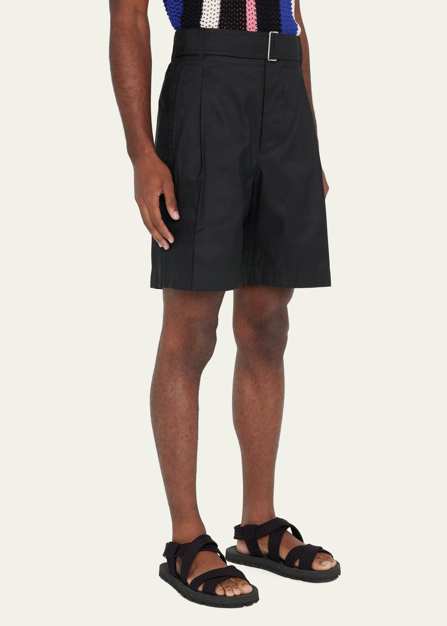 Men's Pleated Self-Belt Tailored Shorts - 5