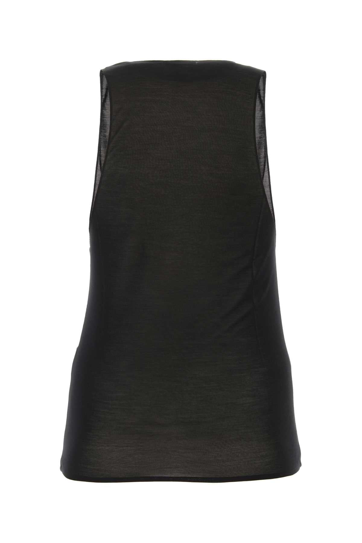 Saint Laurent Women Black Silk Tank-Top - 2