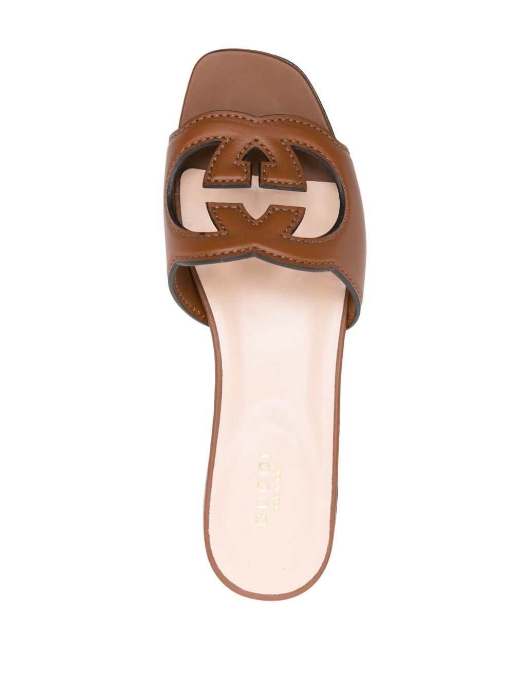 logo-cut out leather sandals - 4