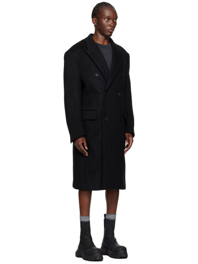 We11done Black Wool Double-Breasted Coat outlook