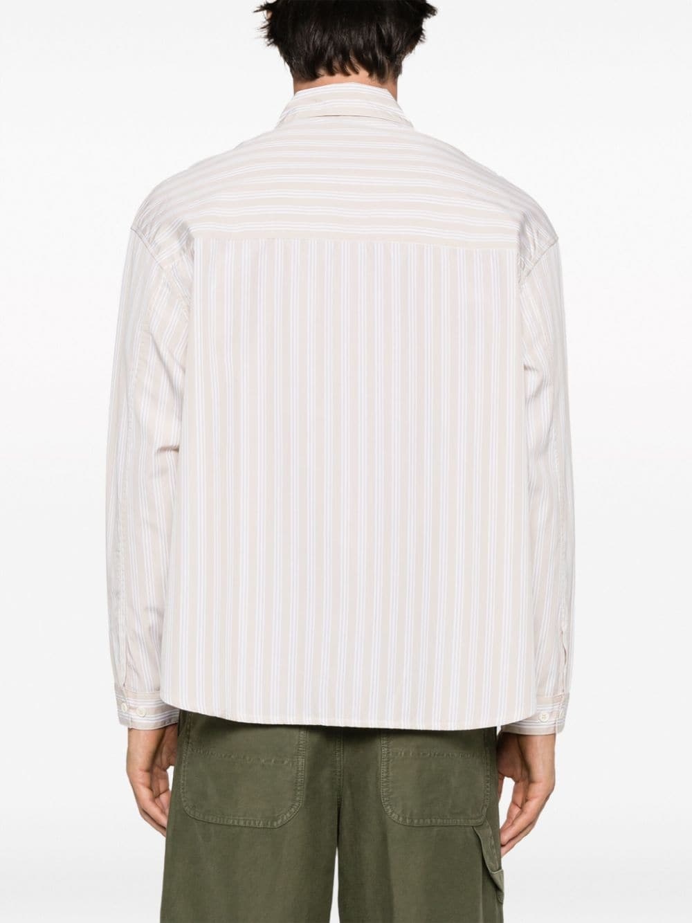 striped-pattern cotton shirt - 5