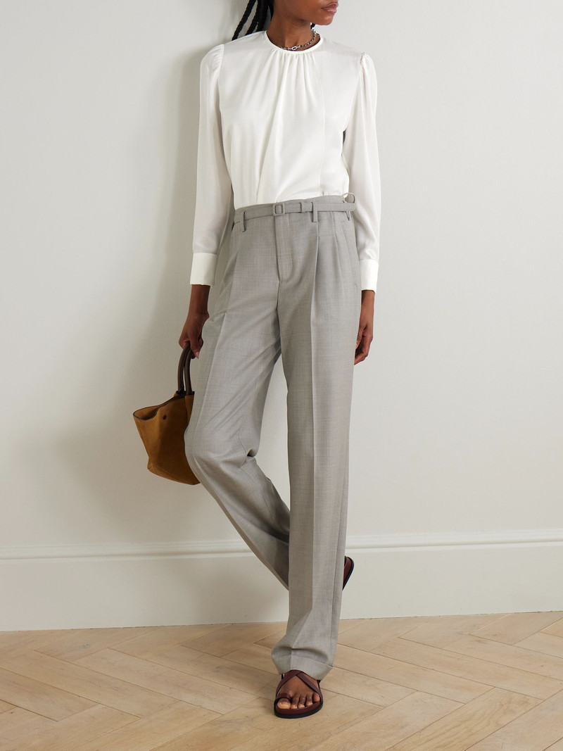 Max Mara Carol gathered silk blouse White outlook