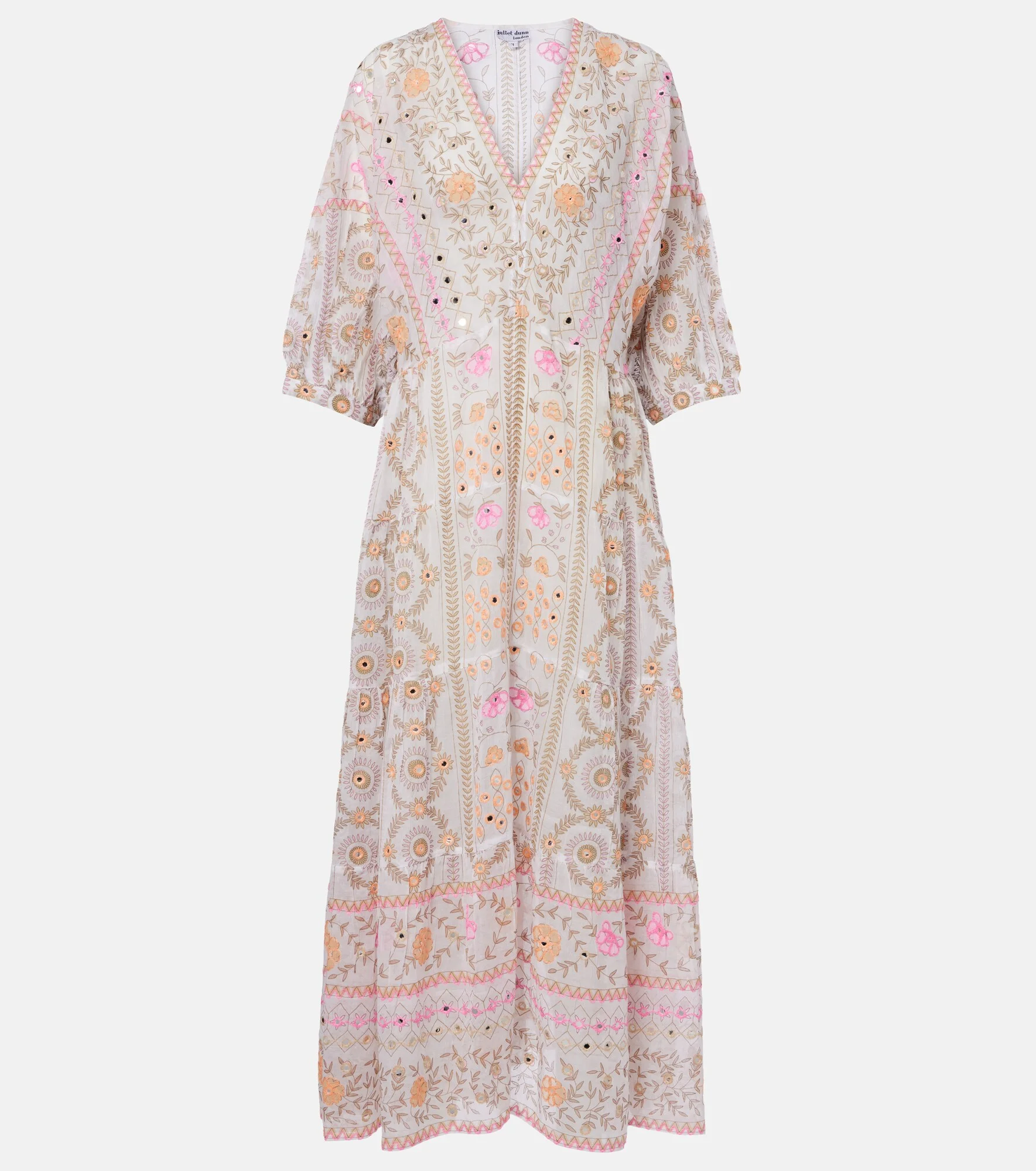 Embellished floral cotton maxi dress - 1