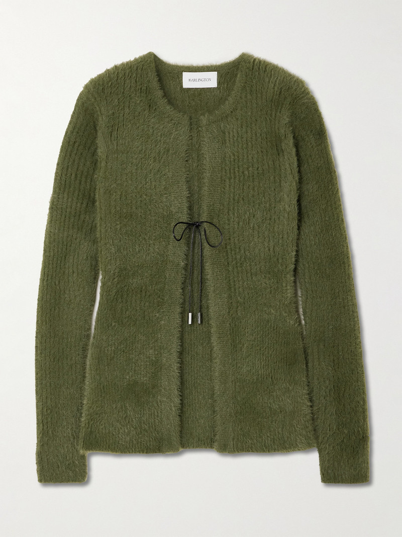Teria Satin-trimmed Brushed-knit Cardigan 1