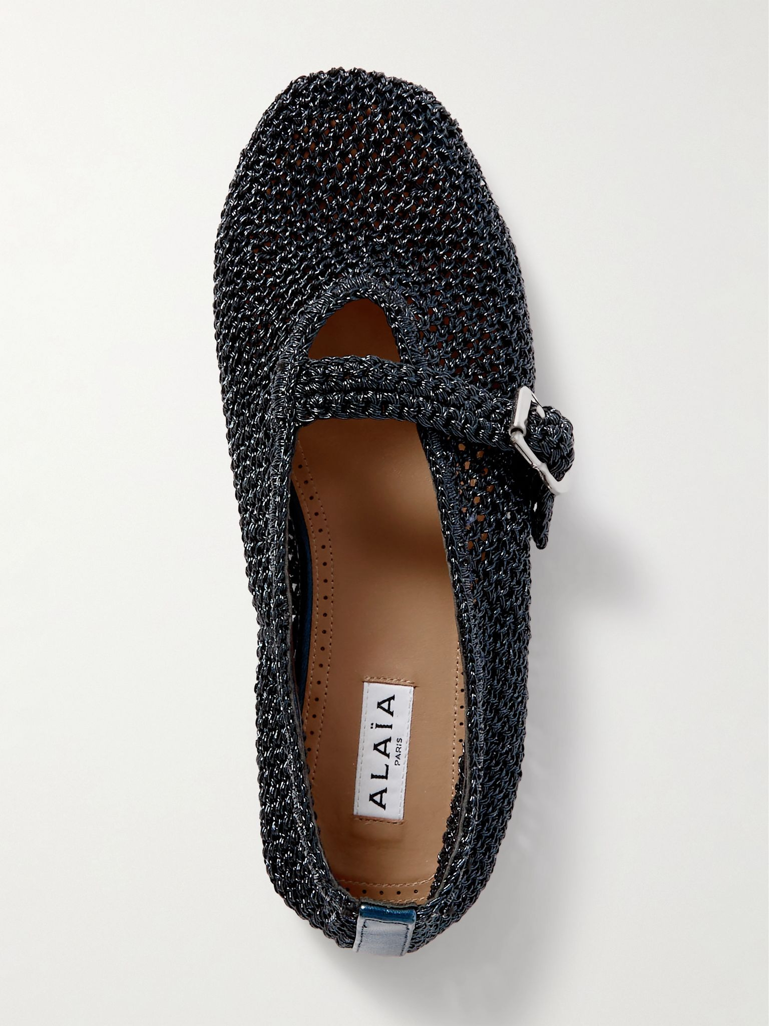 Metallic crocheted ballet flats Navy - 5