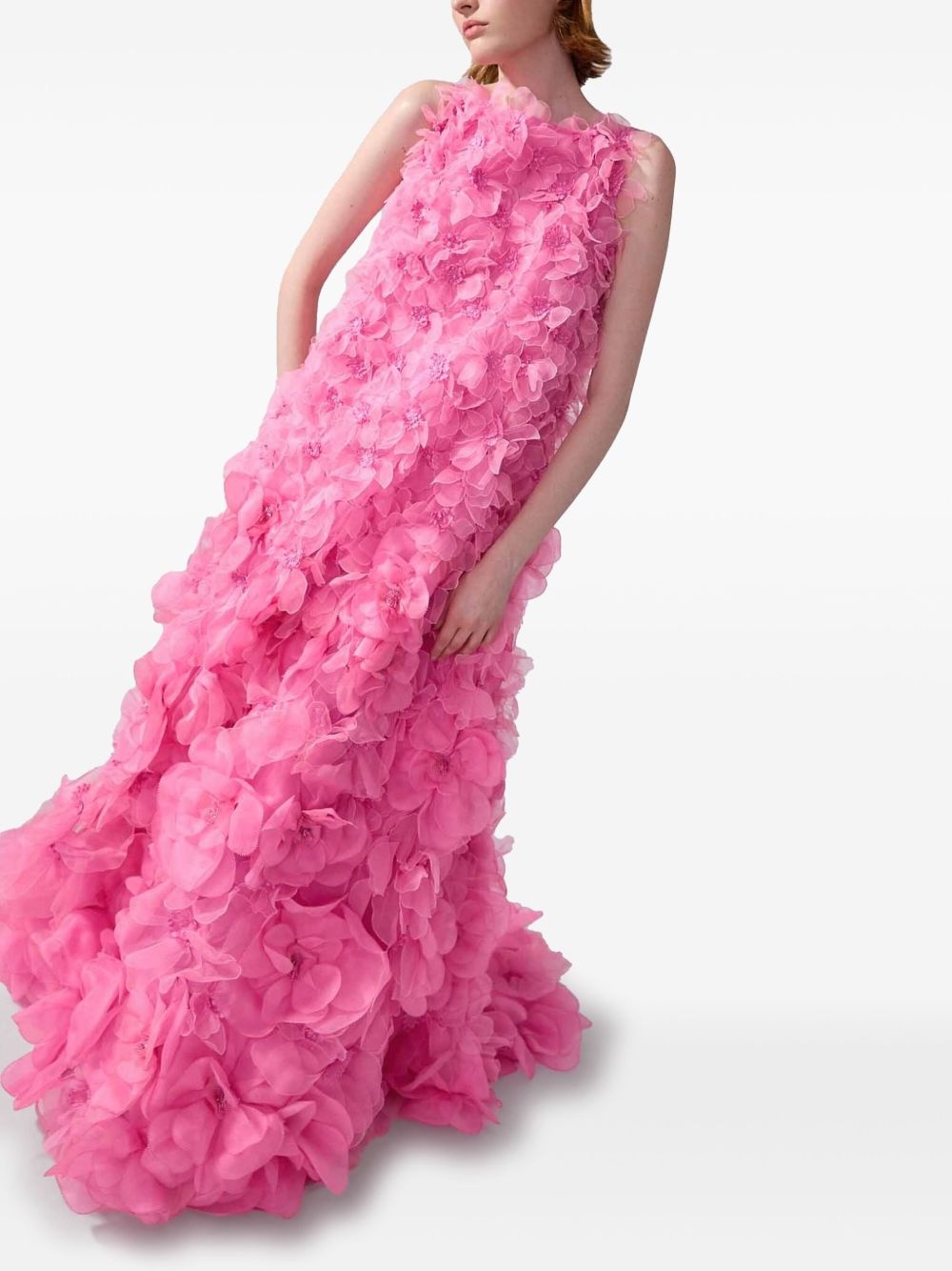 floral-appliqué gown - 4