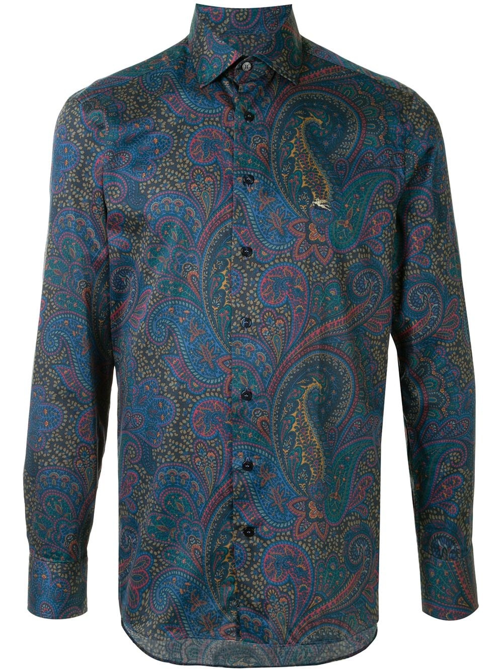 long-sleeved paisley print shirt - 1