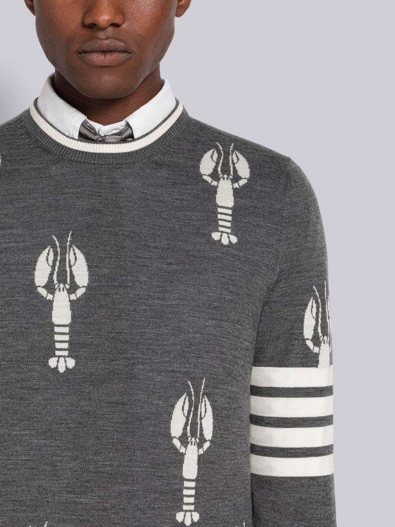Lobster Merino 4-Bar Crew Neck Pullover 5
