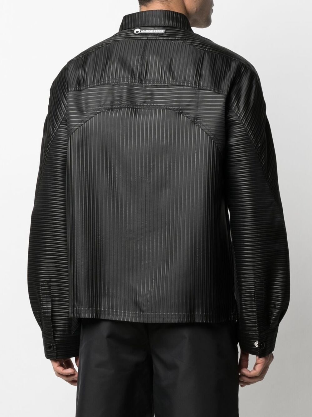 stripe-print  shirt jacket - 4