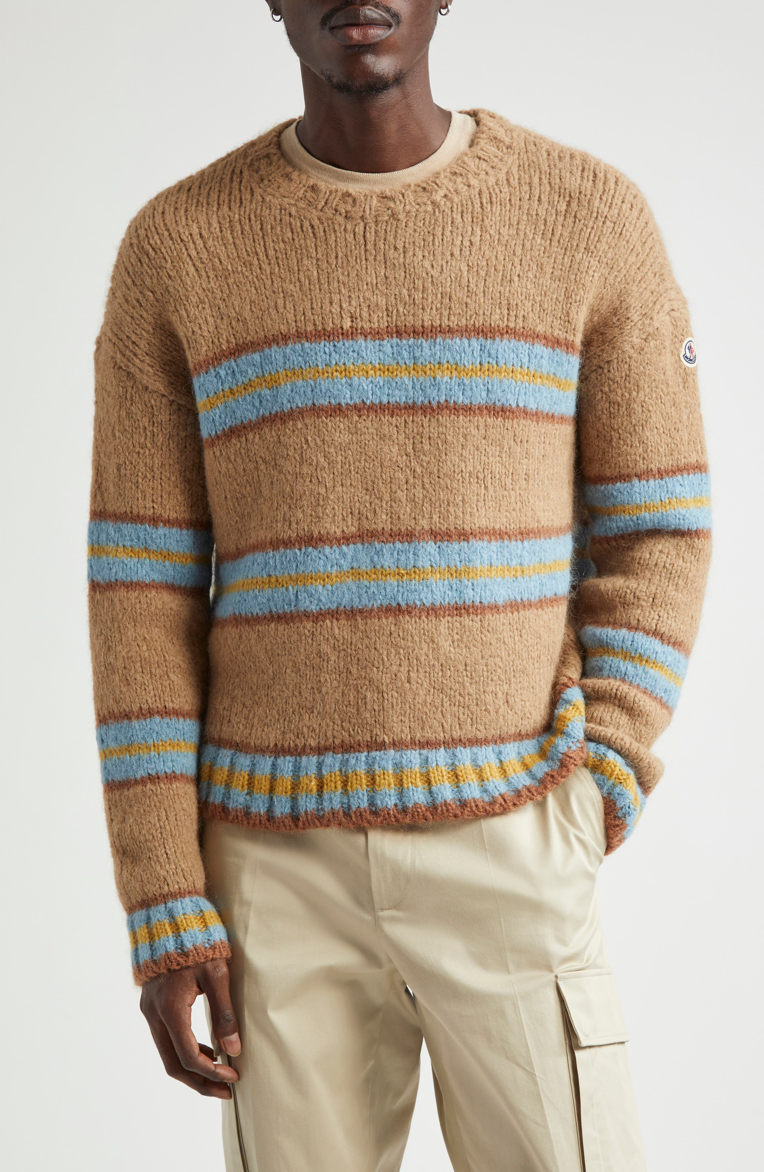 Moncler Stripe Alpaca & Wool Blend Sweater in Beige at Nordstrom - 1