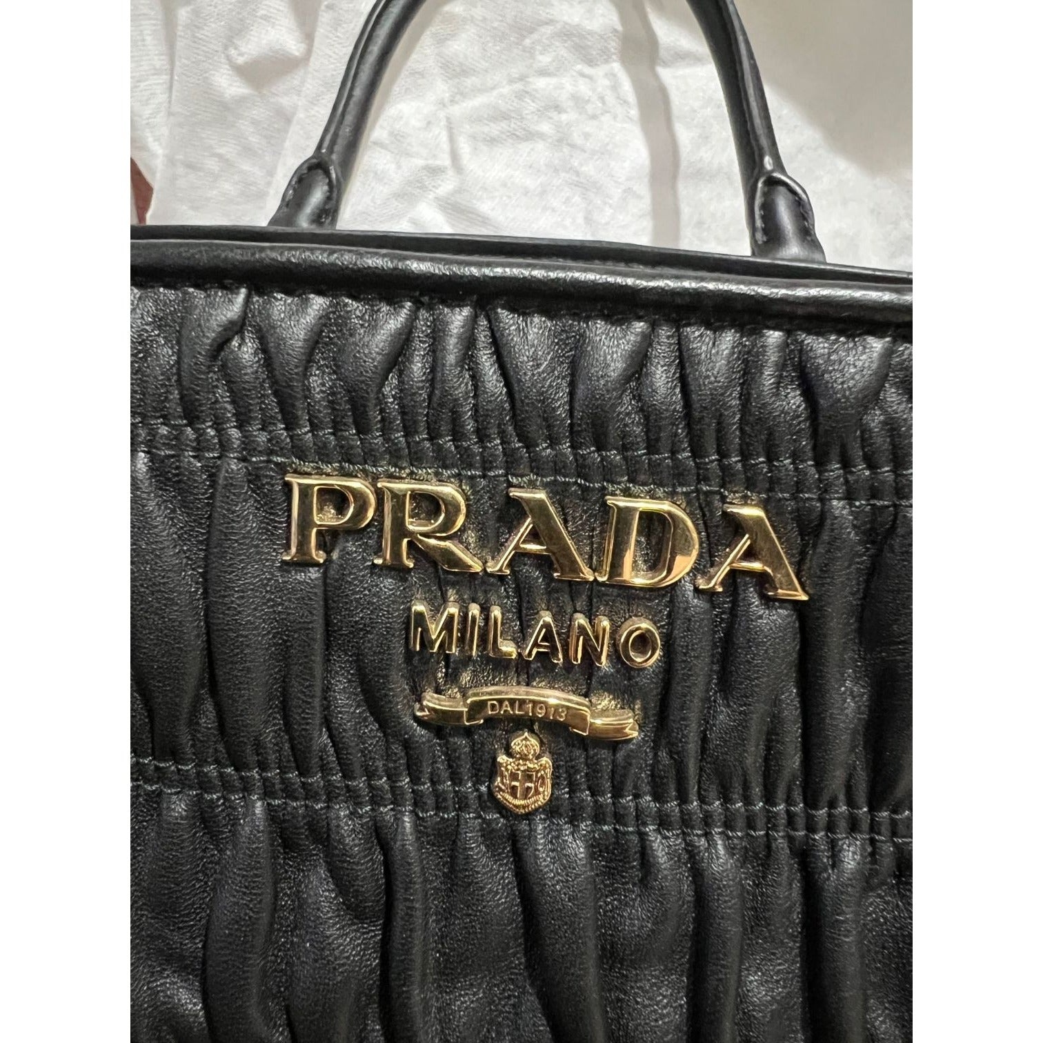 Prada Nappa Gaufre Black Leather Shoulder Crossbody Bag - 7