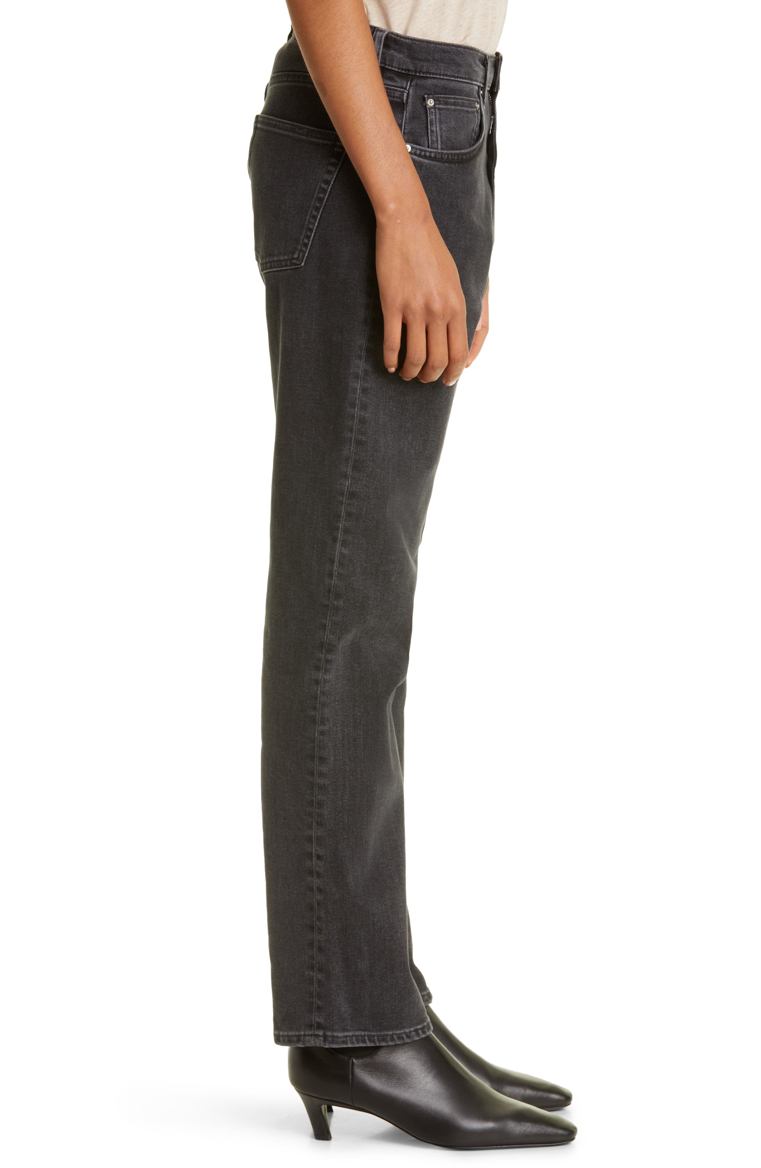 TOTEME Twisted Seam High Waist Straight Leg Jeans in Grey Wash at Nordstrom - 4