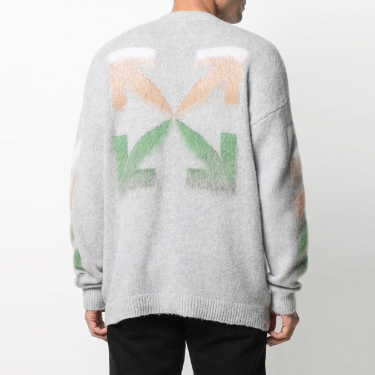 Off-White SS21 Logo Printing Stripe Knit Gray OMHA036R21KNI0017284 - 4