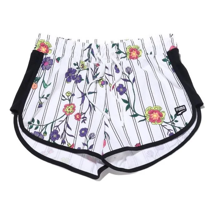 (WMNS) PUMA Casual Sports Lacing Flowers Knit Shorts White 597467-02 - 1