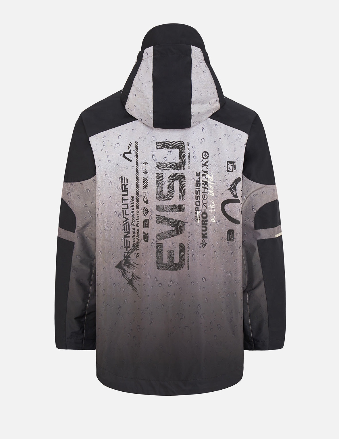 3D Raindrop Print Trail Windbreaker Jacket - 2