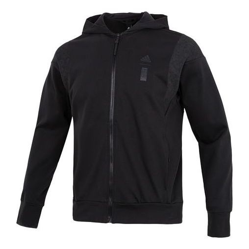 Men's adidas WJ PREM KN JKT Athleisure Casual Sports Hooded Solid Color Jacket Black HM2954 - 1