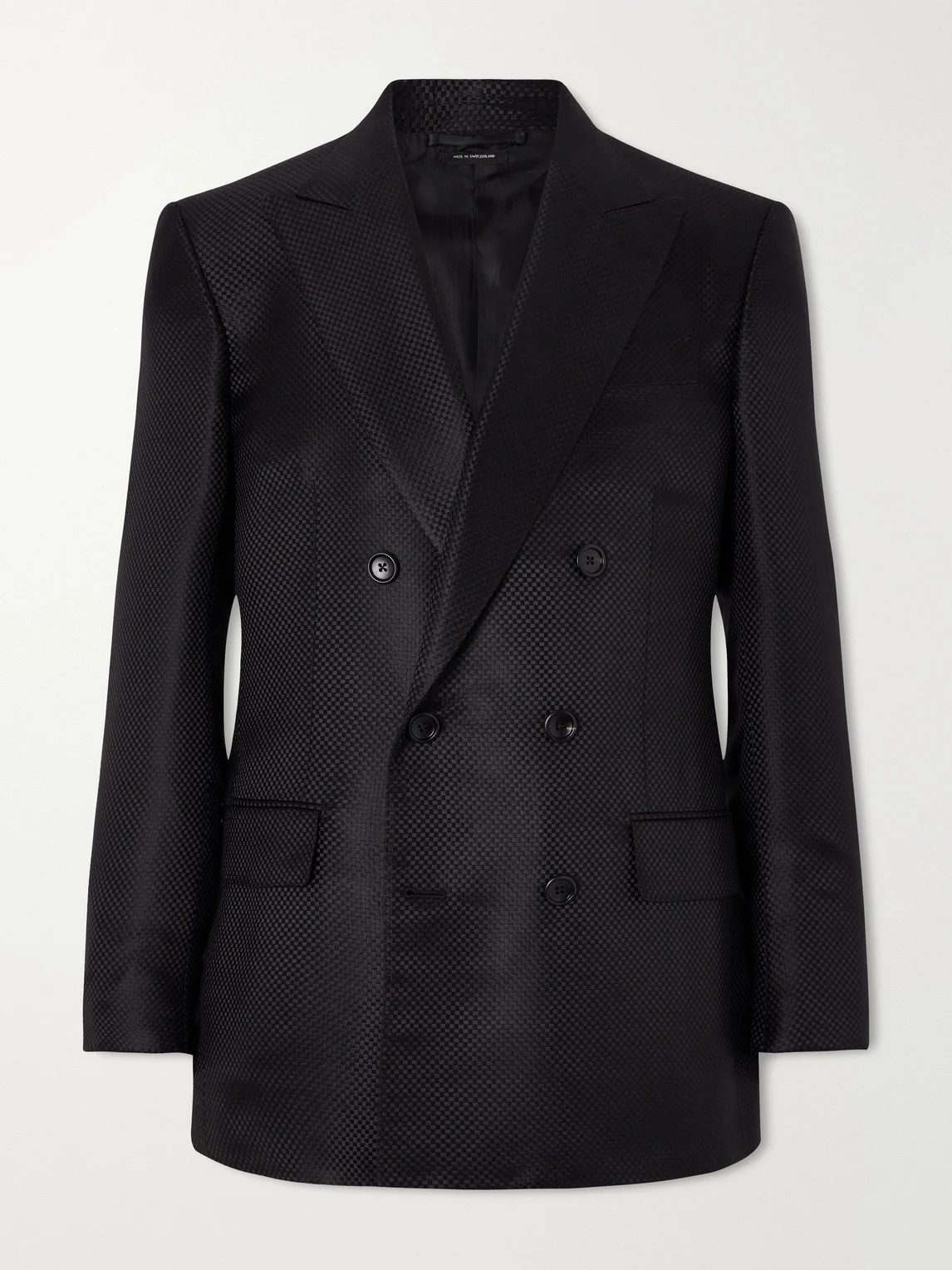 Double-Breasted Silk-Hopsack Blazer - 1