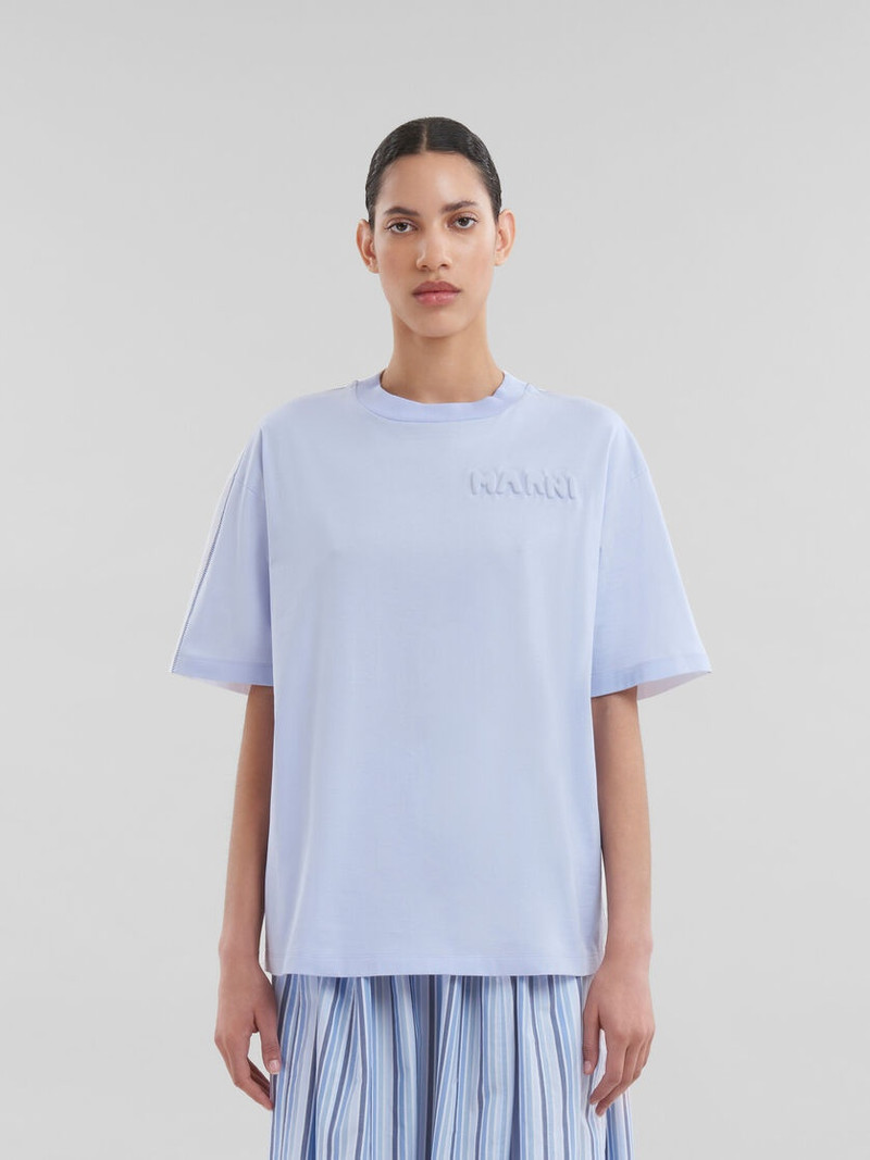 Marni BLUE ORGANIC COTTON BOXY T-SHIRT WITH PADDED LOGO outlook