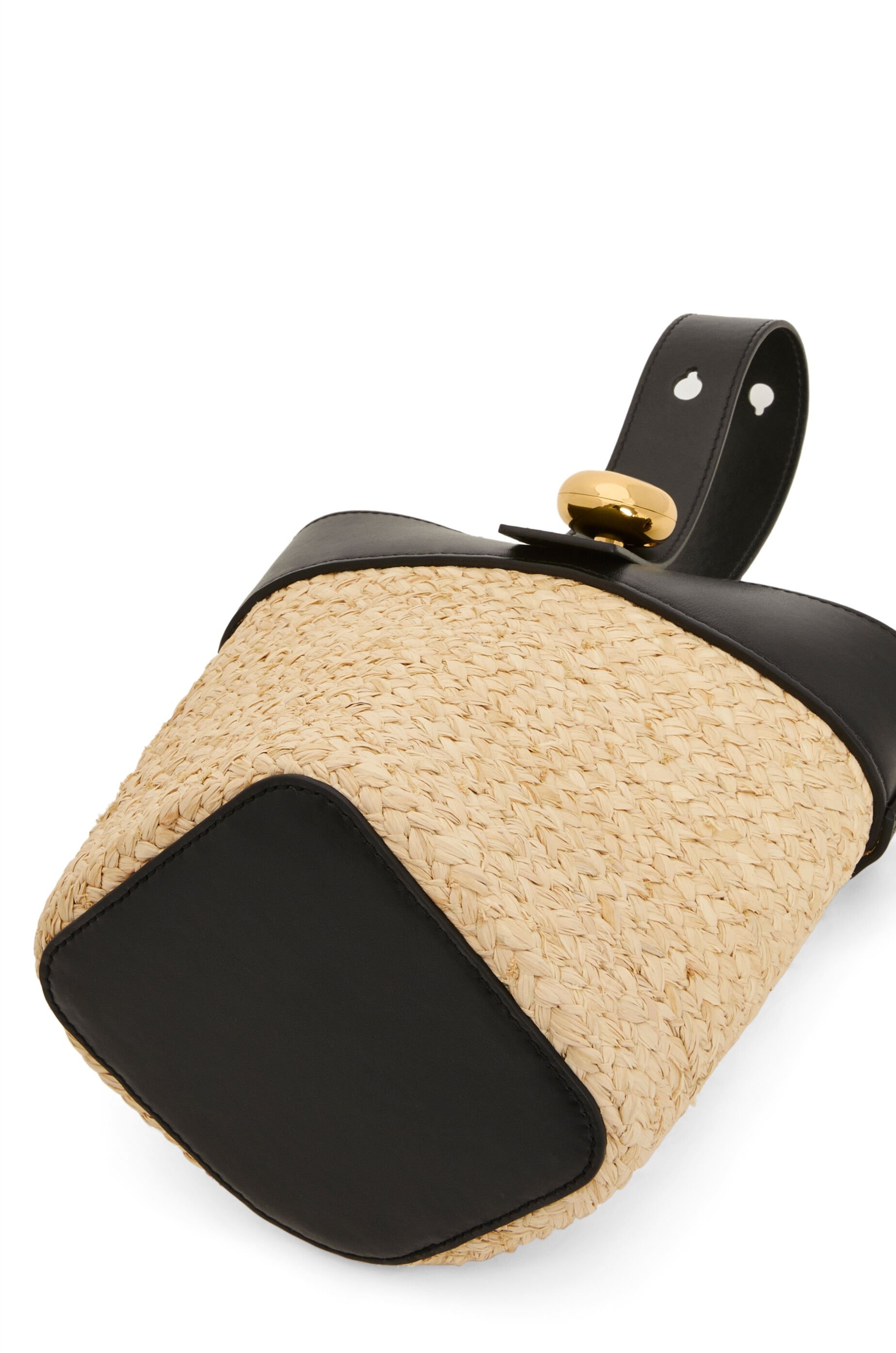 Mini Pebble Bucket bag in raffia and calfskin - 9