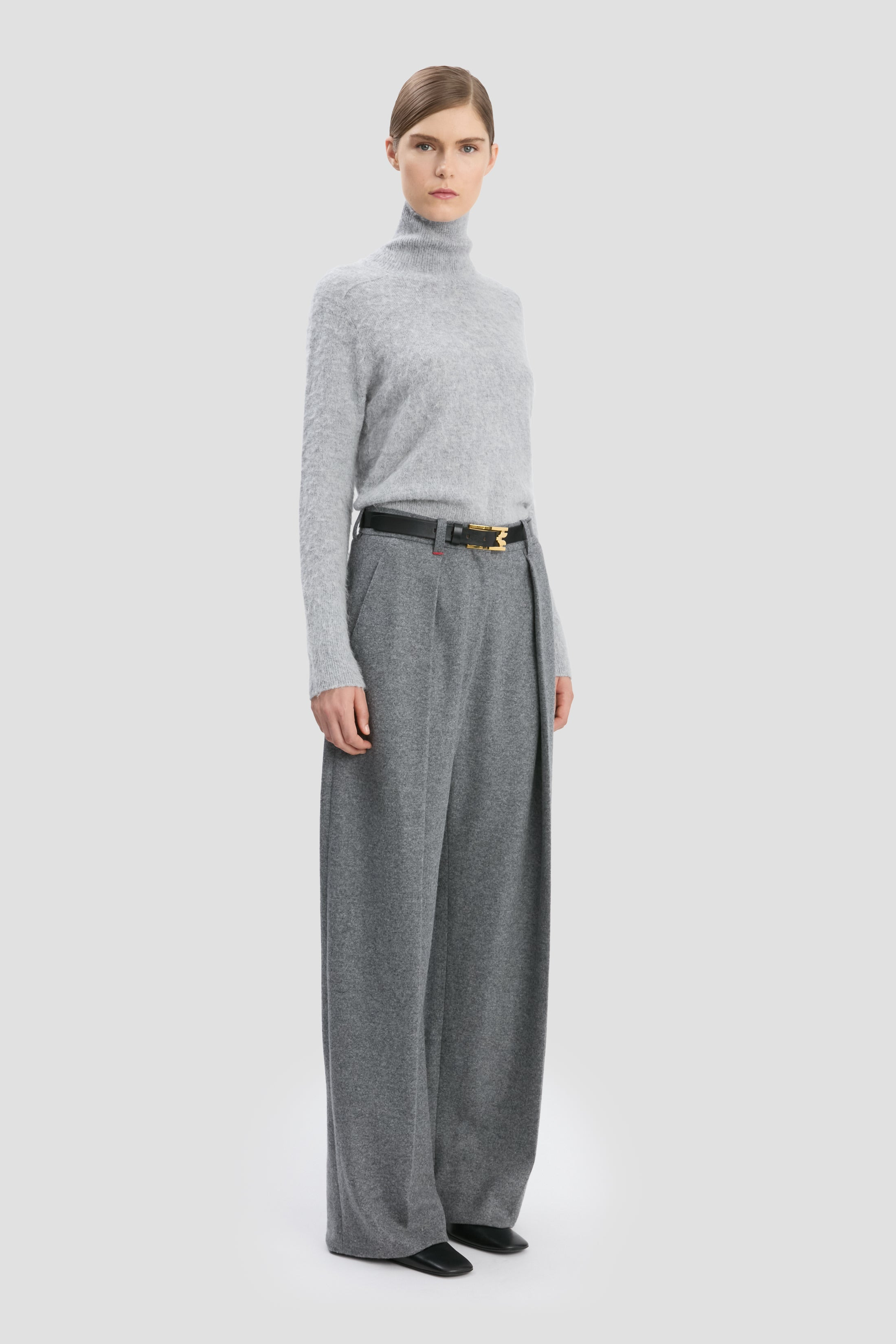 Polo Neck Jumper In Grey - 4