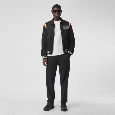 Burberry Embroidered Logo Cotton Gabardine Bomber Jacket outlook