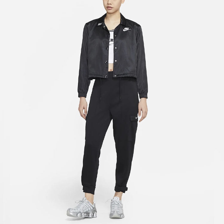 (WMNS) Nike AS W Nike Sportswear JKT Jacket SATIN FEMME Black DJ5363-010 - 3