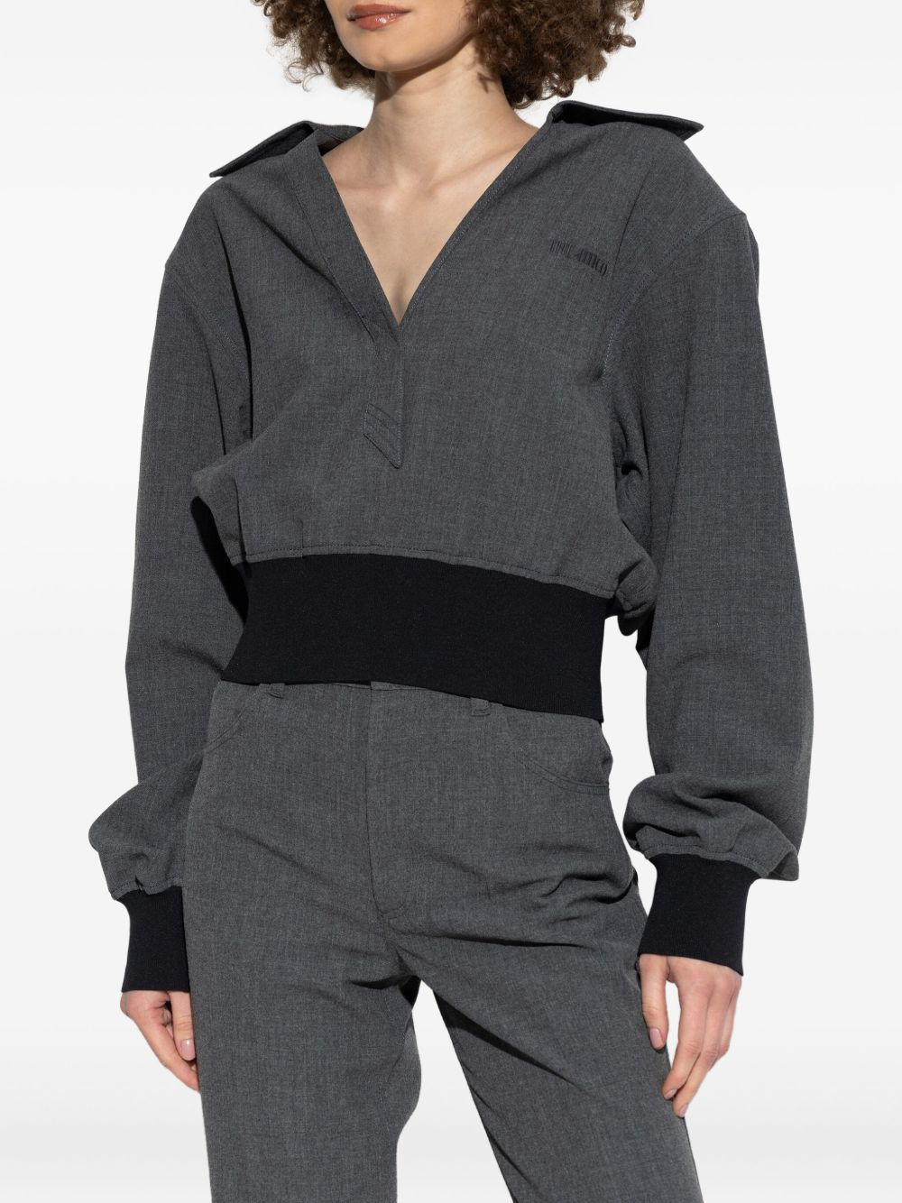 banded-cuff collared top - 3