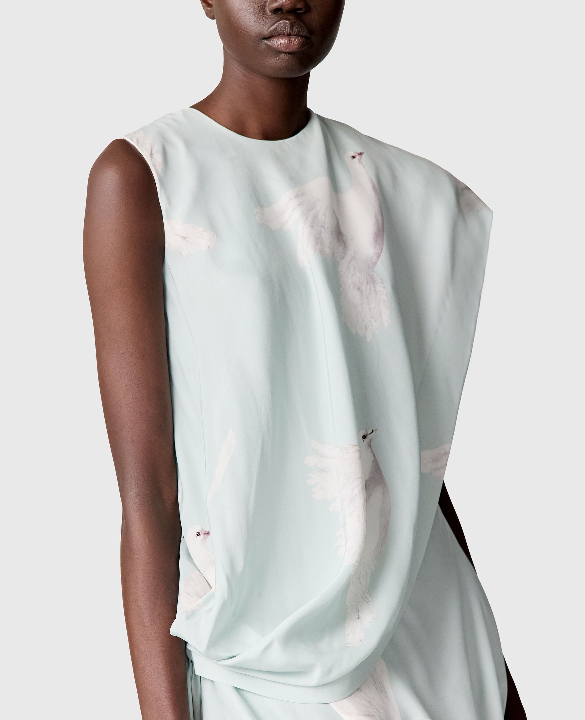 Dove Print Knotted Train Mini Dress - 4