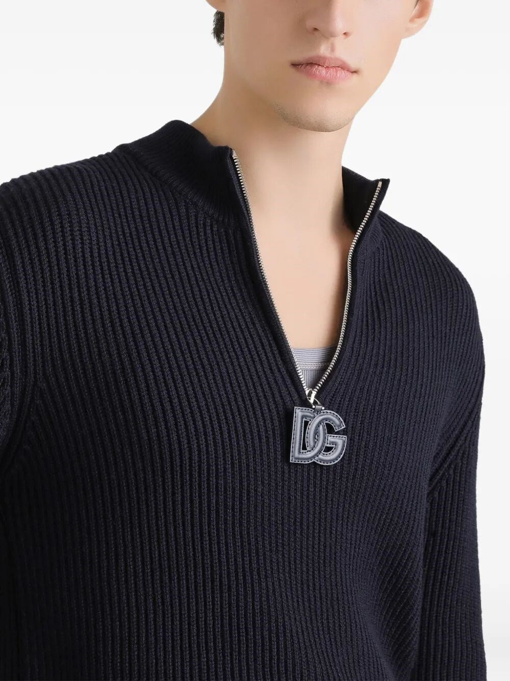 Zip Long Sleeve Mock-Neck Sweater - 3